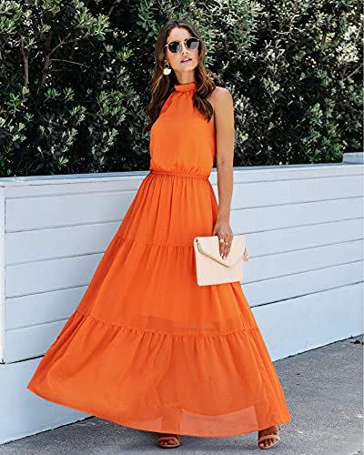 28) Halter Neck Sleeveless Maxi Dress