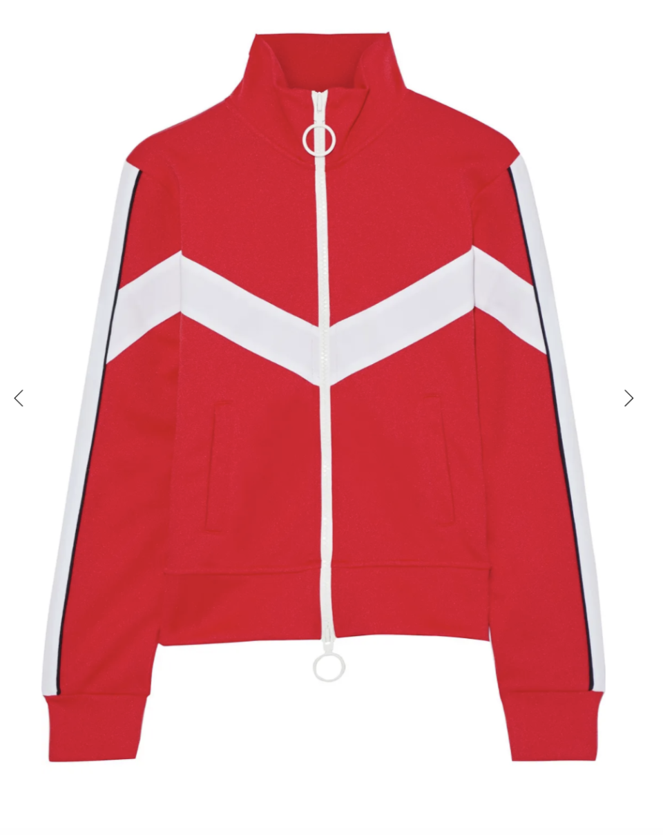 25) Embroidered striped jersey track jacket