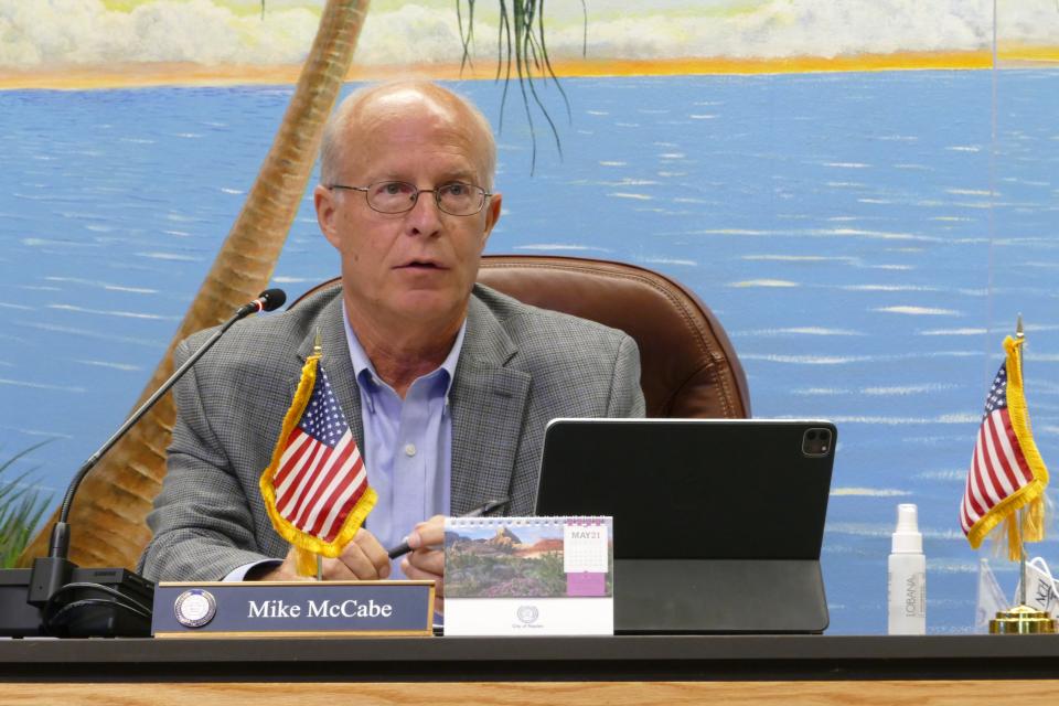 City of Naples Councilman Mike McCabe speaks during a City Council meeting on May 13, 2021.