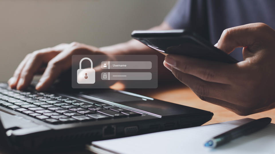 Multi-Factor Authentication, User, Login, Cybersecurity privacy protect data. internet network security technology. Encrypted data. Personal online privacy. Cyber hacker threat.