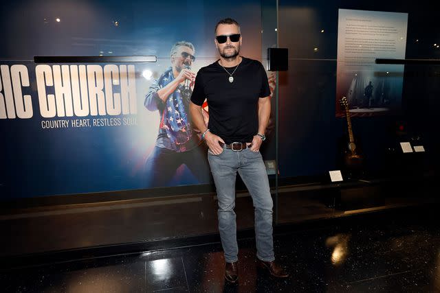 <p>Jason Kempin/Getty</p> Eric Church in Nashville in July 2023