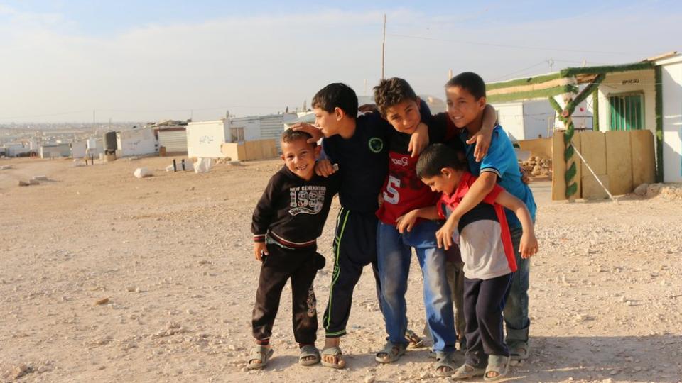 Niños en el campo de refugiados sirios Zaatari, Jordania.