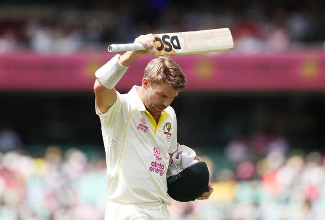 Australia’s David Warner walks off after being dismissed