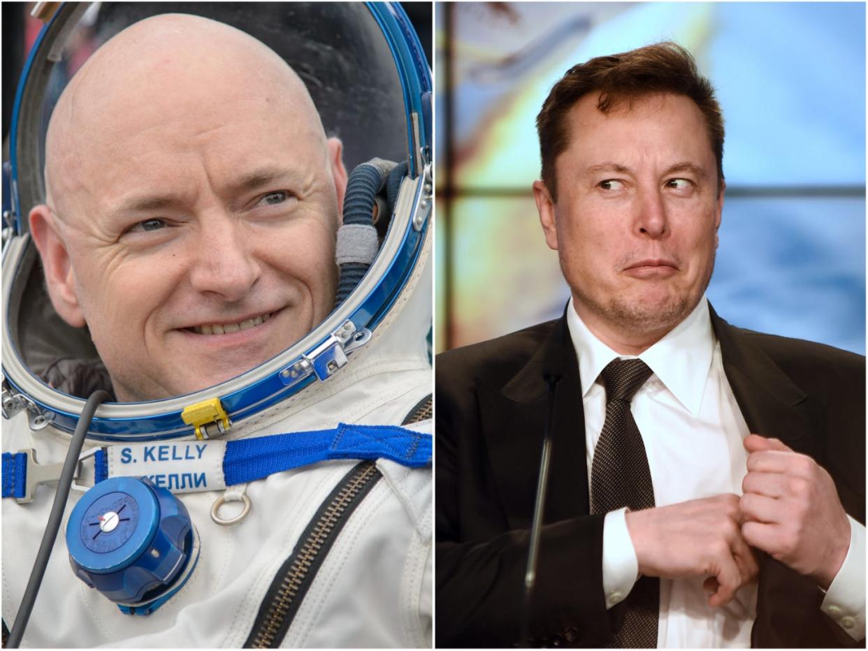 Scott Kelly next to picture of Elon Musk.