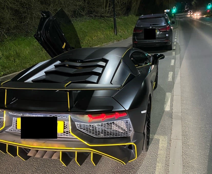 A Lamborghini Aventador is pictured.