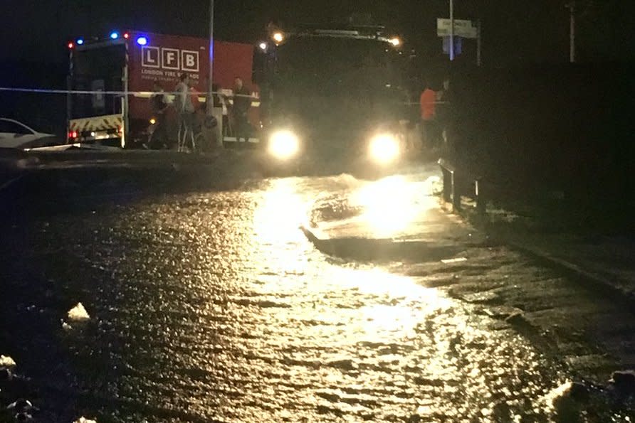 The street was covered by a metre of water: London Fire Brigade