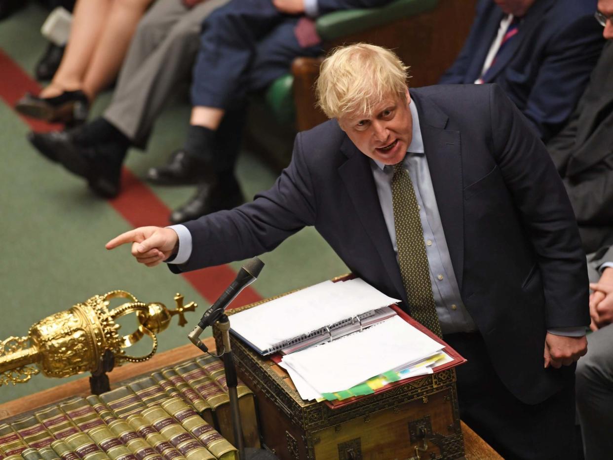 Boris Johnson during prime minister's question at the House of Commons, 8 January 2020: EPA