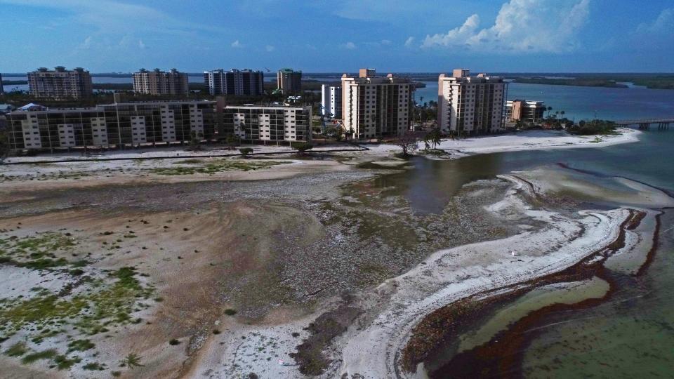 This aerial view along part of the beach coastline in the southern end of Fort Myers Beach was photographed August 8.