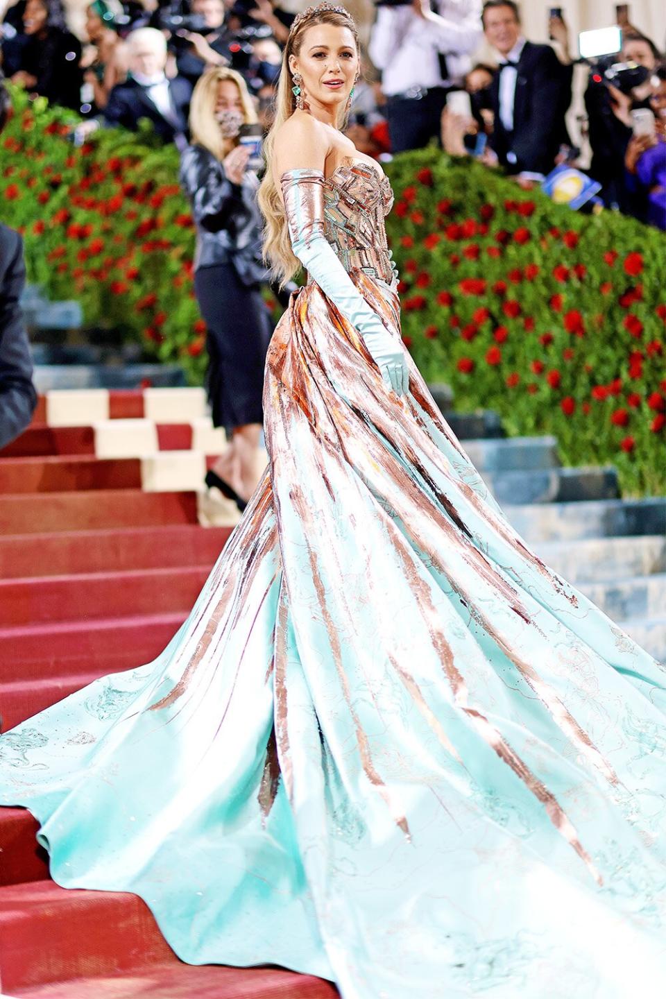 NEW YORK, NEW YORK - MAY 02: 2022 Met Gala Co-Chair Blake Lively attends The 2022 Met Gala Celebrating "In America: An Anthology of Fashion" at The Metropolitan Museum of Art on May 02, 2022 in New York City. (Photo by Dimitrios Kambouris/Getty Images for The Met Museum/Vogue)