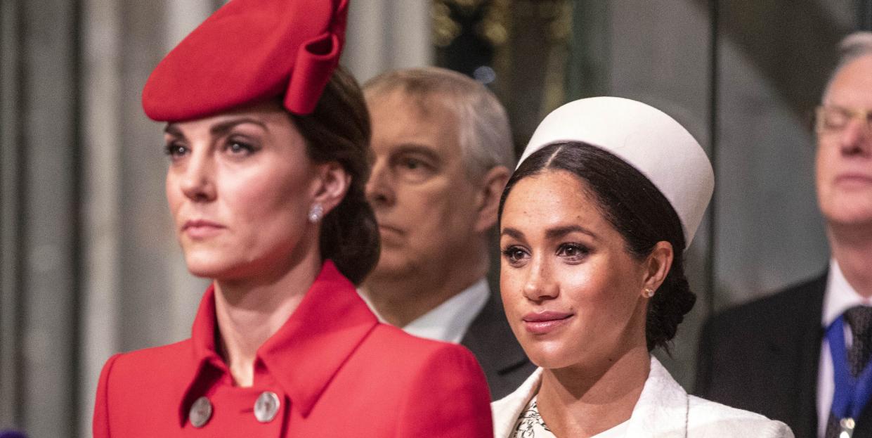 london, england march 11 catherine, the duchess of cambridge stands with meghan, duchess of sussex at westminster abbey for a commonwealth day service on march 11, 2019 in london, england commonwealth day has a special significance this year, as 2019 marks the 70th anniversary of the modern commonwealth, with old ties and new links enabling cooperation towards social, political and economic development which is both inclusive and sustainable the commonwealth represents a global network of 53 countries and almost 24 billion people, a third of the worlds population, of whom 60 percent are under 30 years old each year the commonwealth adopts a theme upon which the service is based this years theme a connected commonwealth speaks of the practical value and global engagement made possible as a result of cooperation between the culturally diverse and widely dispersed family of nations, who work together in friendship and goodwill the commonwealths governments, institutions and people connect at many levels, including through parliaments and universities they work together to protect the natural environment and the ocean which connects many commonwealth nations, shore to shore cooperation on trade encourages inclusive economic empowerment for all people particularly women, youth and marginalised communities the commonwealths friendly sporting rivalry encourages people to participate in sport for development and peace photo by richard pohle wpa poolgetty images