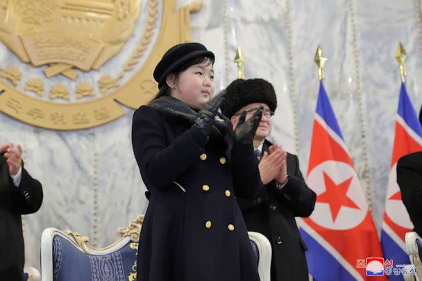 PHOTO: In this photo provided by the North Korean government, the daughter of North Korean leader Kim Jong Un attends a military parade in Pyongyang, North Korea Wednesday, Feb. 8, 2023. (Korean Central News Agency/Korea News Service via AP)