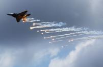 Republic of Singapore Air Force's F-15SG performs during an aerial display at the Singapore Airshow