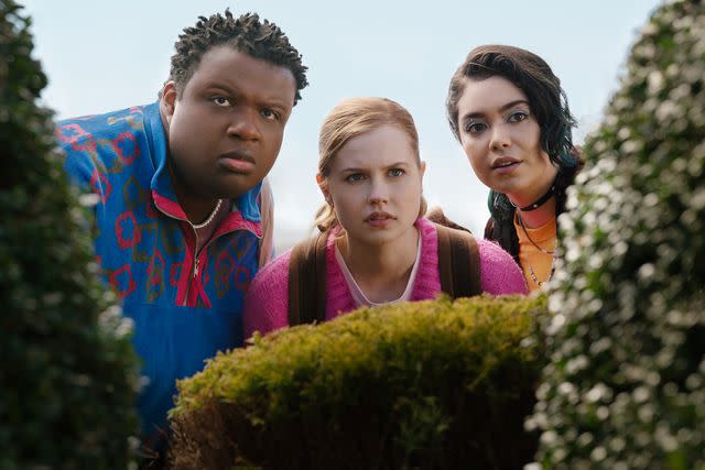 <p>Jojo Whilden/Paramount</p> Jaquel Spivey plays Damian, Angourie Rice plays Cady and Auli'i Cravalho plays Janis in 'Mean Girls'.