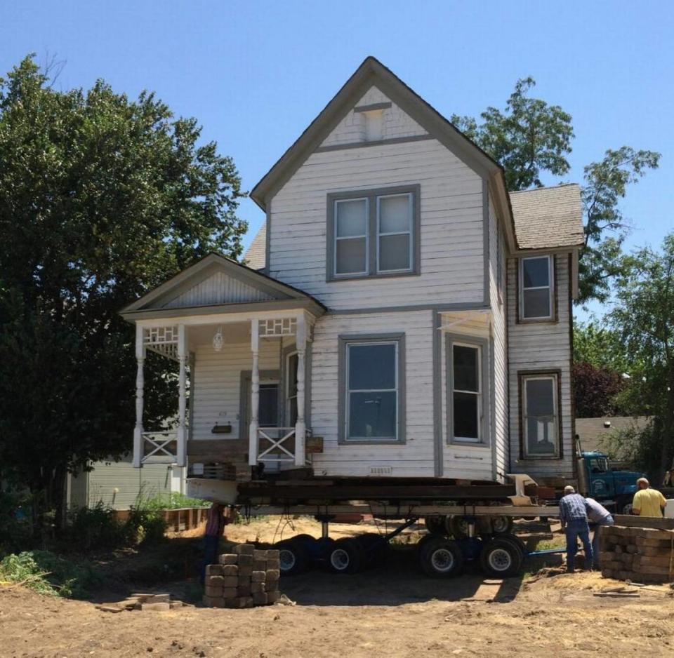 The house after arriving at its new site at Krall and Reserve streets in East Boise.