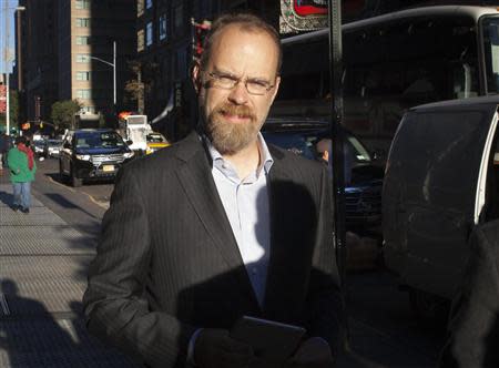 Adam Messinger, chief technology officer of Twitter, arrives at Morgan Stanley as part of the Twitter Roadshow in advance of the firm's IPO in New York, October 25, 2013. REUTERS/Carlo Allegri