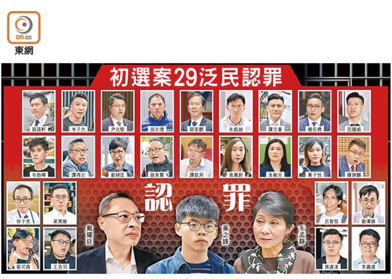 初選案29泛民認罪