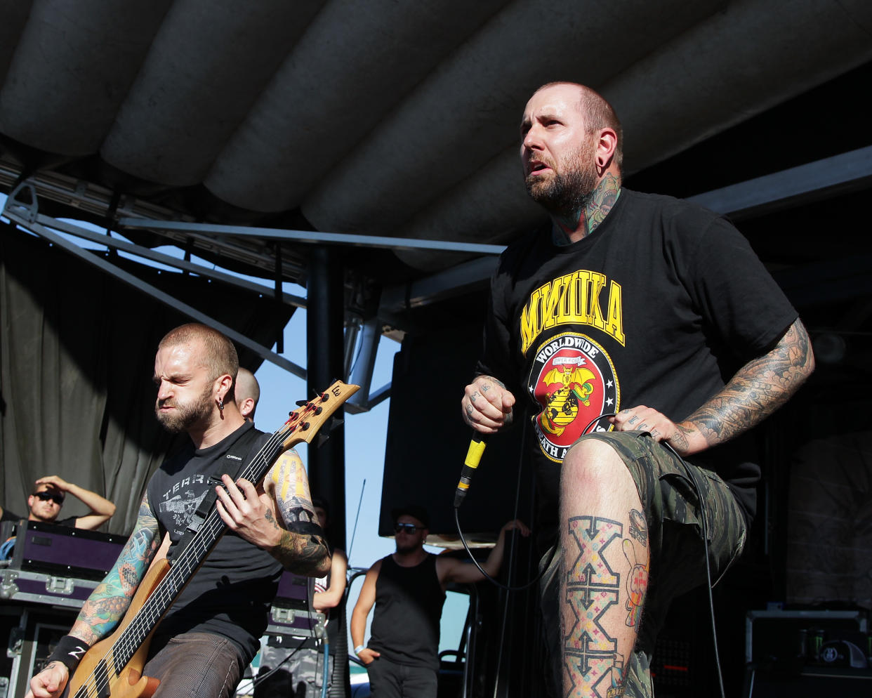 Vincent Bennett (right, pictured in 2011) of the Acacia Strain addressed reports linking the Dayton mass shooting to his band. (Photo: Noel Vasquez/Getty Images)