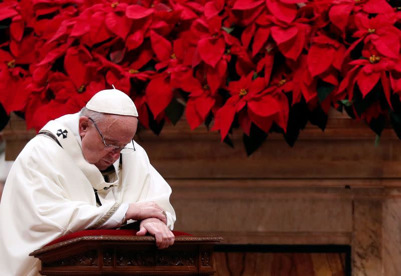 Pope Francis leads the Christmas Eve mass in Saint Peter's Basilica at the Vatican