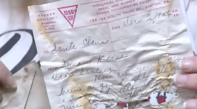 The couple found a Christmas wishlist that was over 60 years old. Source: WNEP