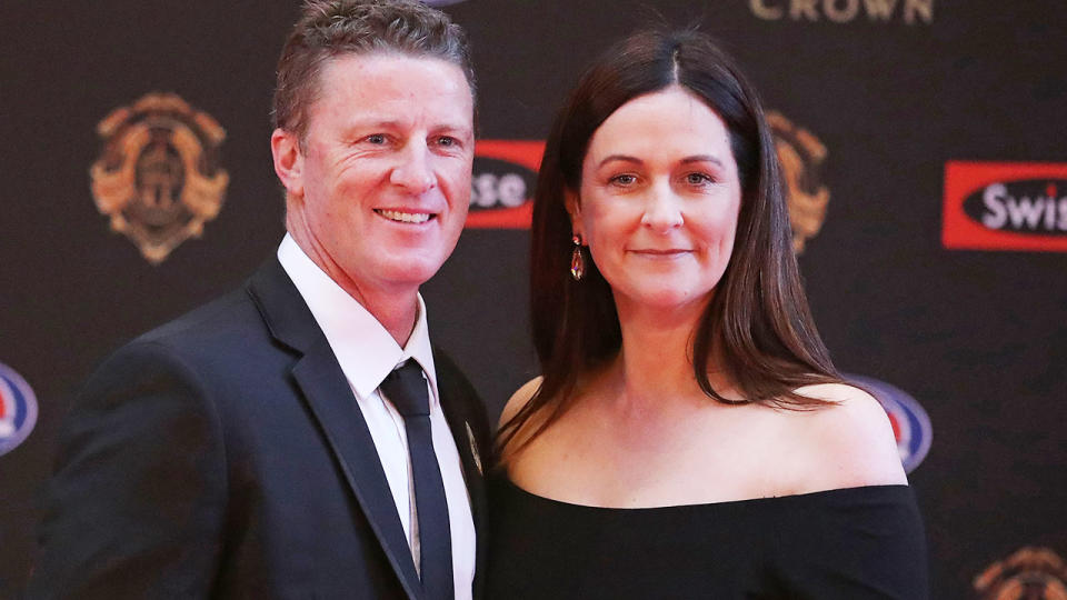 Damien and Danielle Hardwick, pictured here at the 2017 Brownlow Medal.