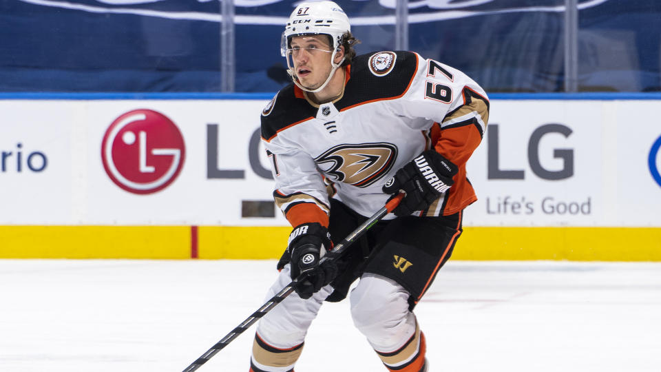 The Anaheim Ducks dealt Rickard Rakell to the Pittsburgh Penguins at the buzzer of the 2022 NHL trade deadline. (Photo by Kevin Sousa/NHLI via Getty Images)