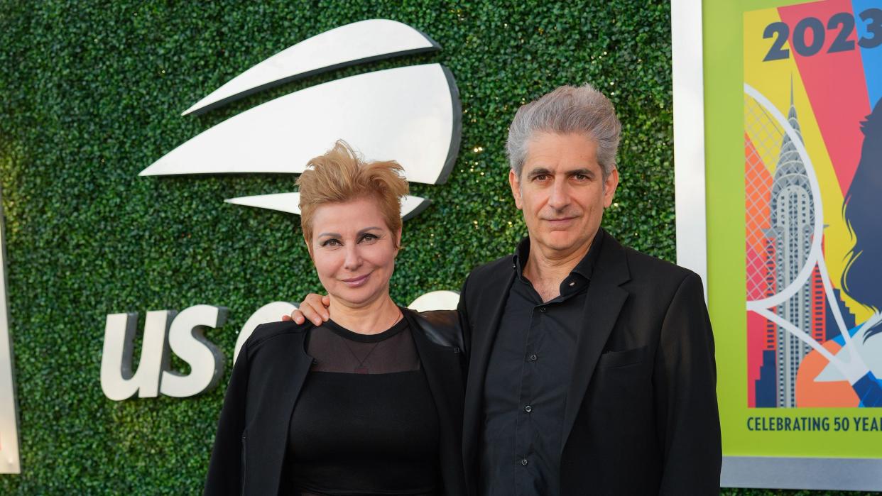 new york, new york september 01 victoria imperioli and michael imperioli are seen at the 2023 us open tennis championships on september 01, 2023 in new york city photo by gothamgc images