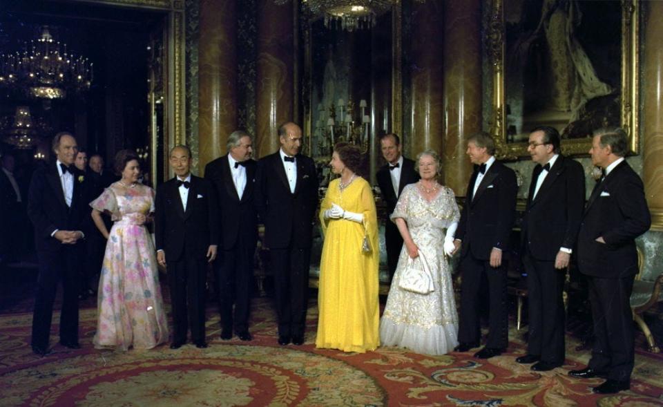 Jimmy Carter with Queen Elizabeth and other world leaders in London in 1977