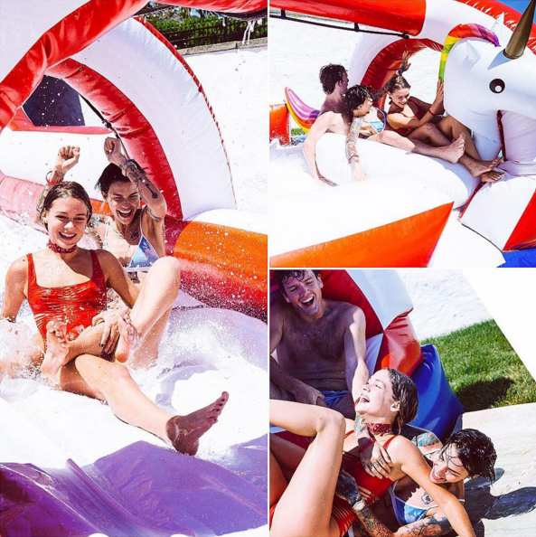 Taylor Swift’s brother — yep, Austin was there! — had the genius idea to ride the giant unicorn float down the waterslide. “Let’s get a unicorn, @austinkingsleyswift said,” according to Rose. “It’ll be great he said haha.” We’re just glad nobody got hurt. (Photo: Instagram)