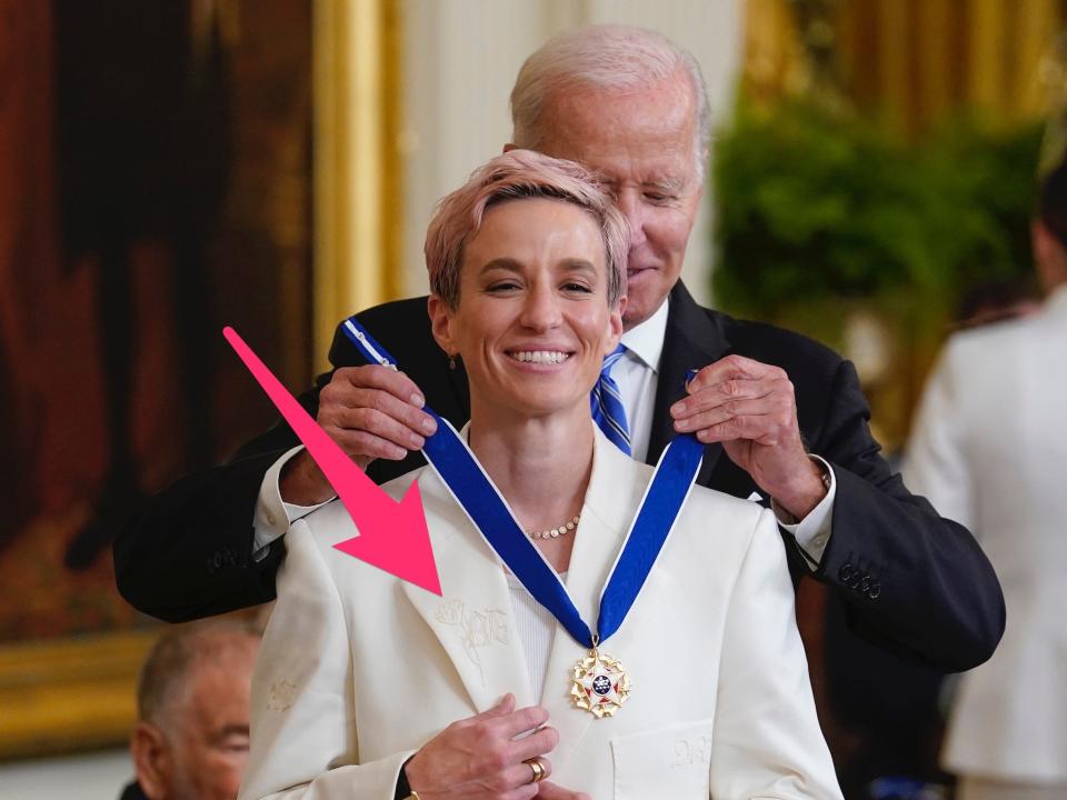 Megan Rapinoe receives her Presidential Medal of Freedom.