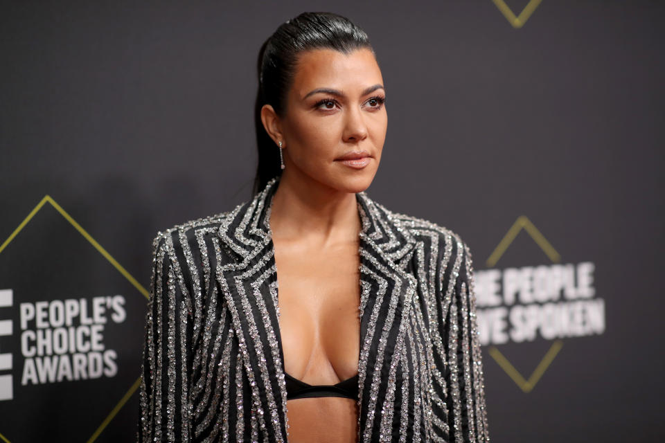 SANTA MONICA, CALIFORNIA - NOVEMBER 10: 2019 E! PEOPLE&#39;S CHOICE AWARDS -- Pictured: Kourtney Kardashian arrives to the 2019 E! People&#39;s Choice Awards held at the Barker Hangar on November 10, 2019. -- NUP_188992 (Photo by Christopher Polk/E! Entertainment/NBCU Photo Bank via Getty Images)