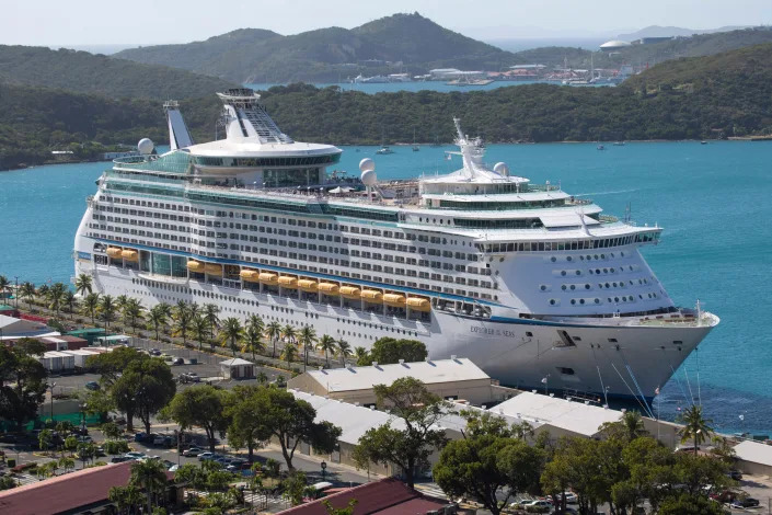 The Royal Caribbean International's Explorer of the Seas is docked at Charlotte Amalie Harbor in St. Thomas, U. S. Virgin Islands, Sunday, Jan. 26, 2014.