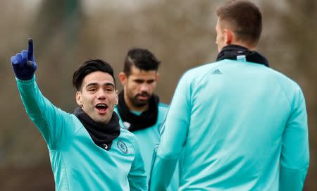 Football Soccer - Chelsea Training - Chelsea Training Ground, London, England - 8/3/16 Chelsea's Radamel Falcao during training Action Images via Reuters / John Sibley Livepic EDITORIAL USE ONLY. - RTS9SGE