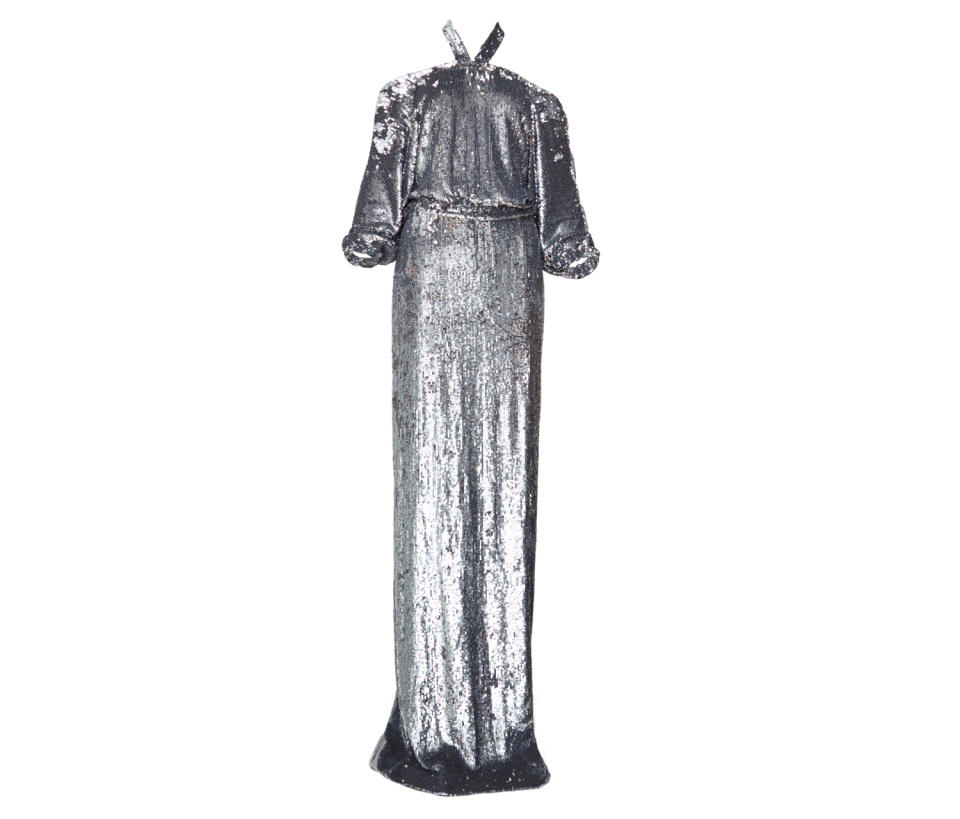 Kalmanovich Long Silver Sequin Dress
