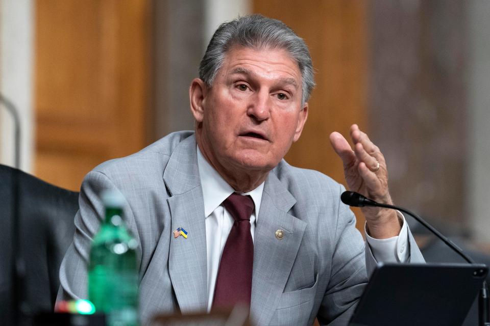 Sen. Joe Manchin, D-W.Va., speaks during a Senate Armed Services in Washington, Tuesday, May 10, 2022.