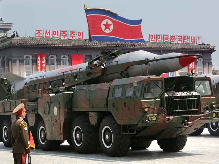 A missile is carried by a military vehicle during a parade to commemorate the 60th anniversary of the signing of a truce in the 1950-1953 Korean War, at Kim Il-sung Square in Pyongyang in this July 27, 2013 file photo. REUTERS/Jason Lee