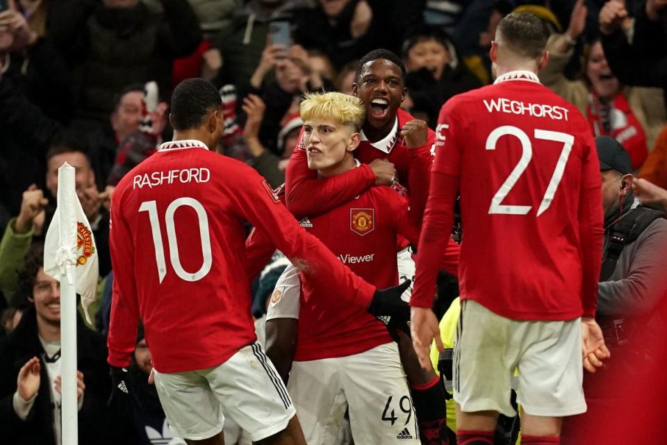 Manchester United celebrated progressing in the FA Cup (Martin Rickett/PA) (PA Wire)