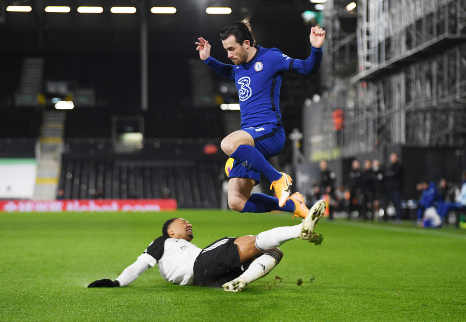 Ben Chilwell is tackled (Reuters)