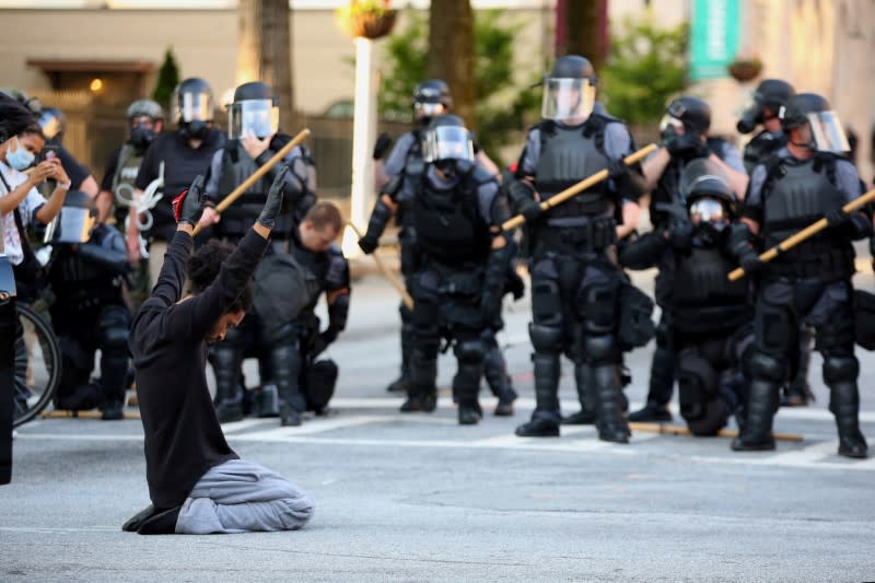 Protest against the death in Minneapolis in police custody of African-American man George Floyd, in Atlanta