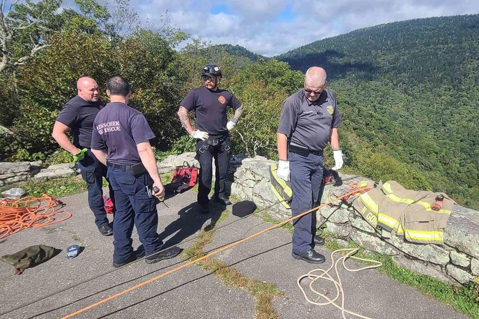 <p>Reems Creek Fire Department</p> Woman dies after fall from a cliff at Glassmine Falls Overlook