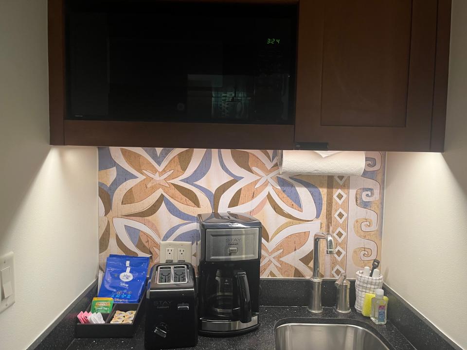 kitchenette inside a polyesian resort villa