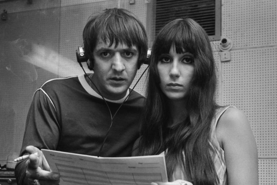 Cher and Sonny Bono in the studio in 1966 (Getty Images)