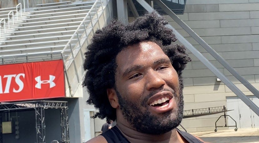 Grad student defensive lineman Jowon Briggs prepares for his final UC training camp.