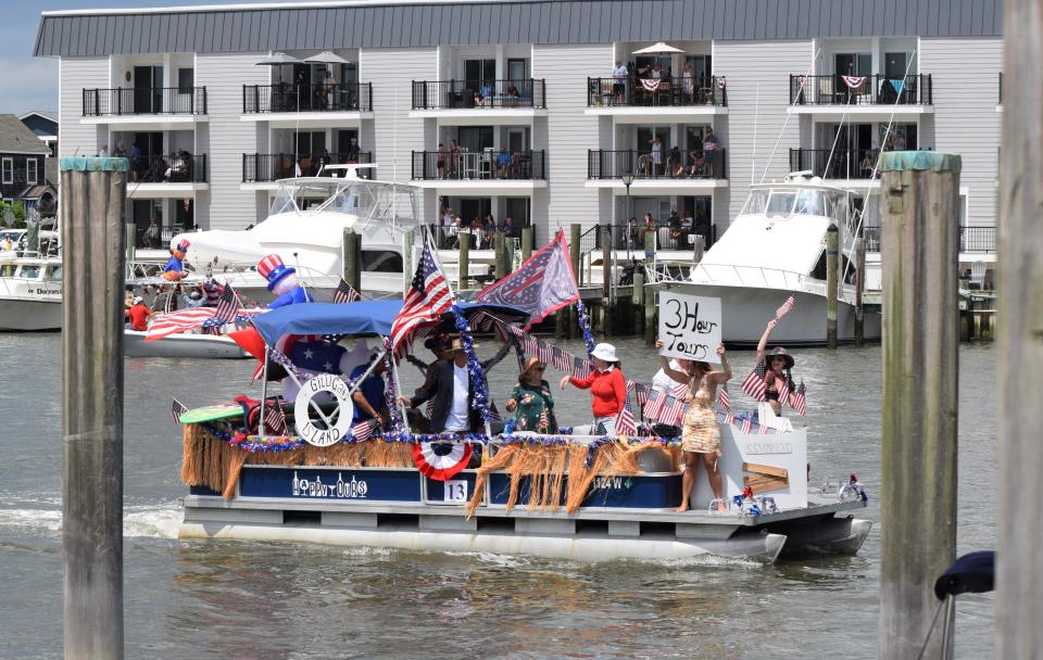 Boat parade participants on the Lewes-Rehoboth Canal at Go Fourth Lewes July 4, 2023.