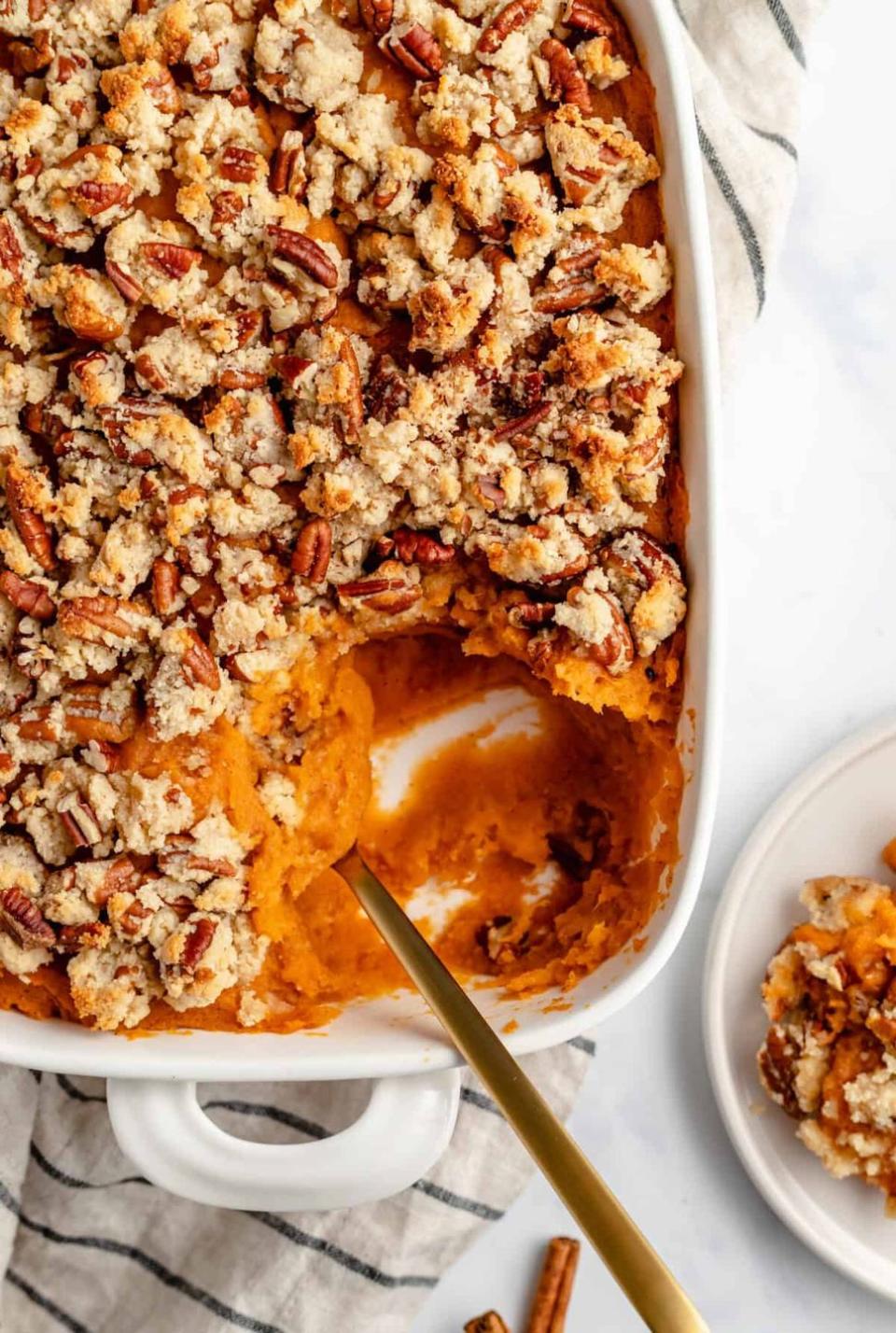 Sweet Potato Casserole with Maple Pecan Topping