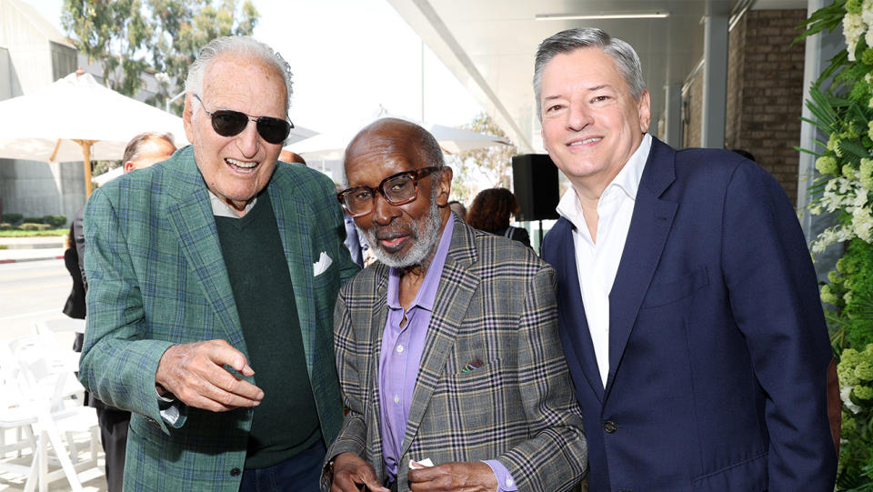(L-R) Jerry Moss, Clarence Avant and Ted Sarandos