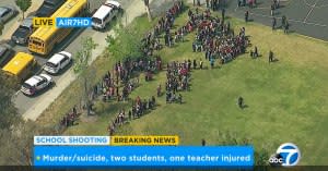 The scene at North Park Elementary School in San Bernardino, California, following an apparent murder-suicide there on Monday morning.