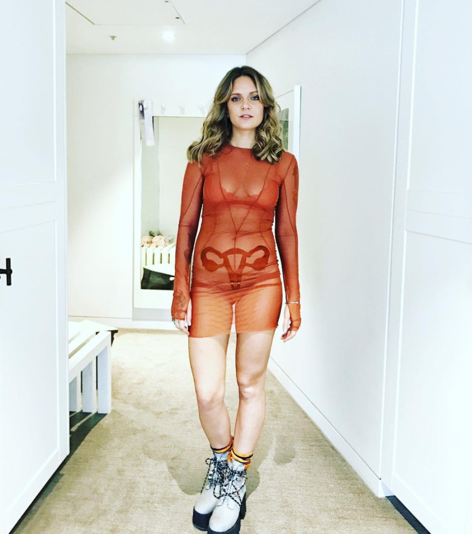 <p>Singer Tove Lo has a particular love of vaginas having recently inked the design onto her arm. She showed the same affection in a sheer uterus-printed dress worn to the Aria Music Awards. <i>[Photo: Instagram/tovelo]</i> </p>
