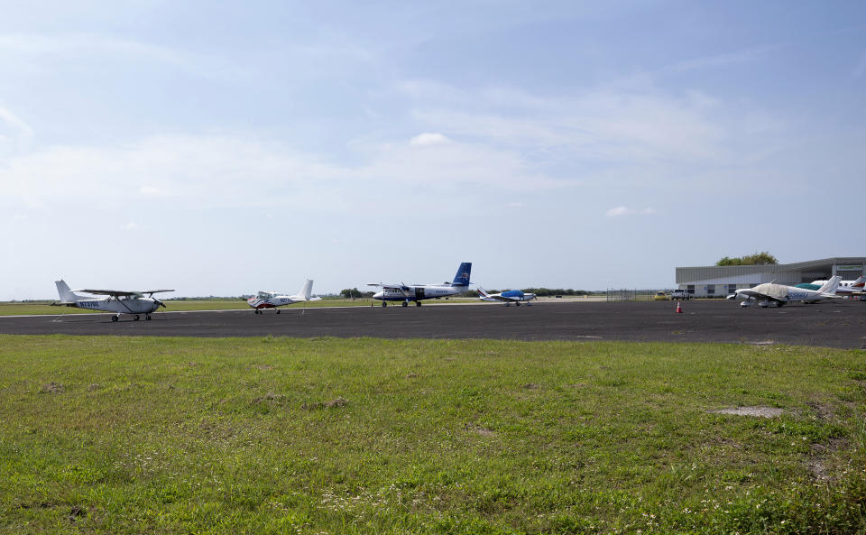 Airplanes parked on the tarmac Thursday, March 14 ,2024 at the Airglades Airport in Hendry County, Fla. One of Florida’s poorest counties is preparing for the new “Airglades” airport, a $300 million cargo hub that could transform its economy. (AP Photo/Chris Tilley)