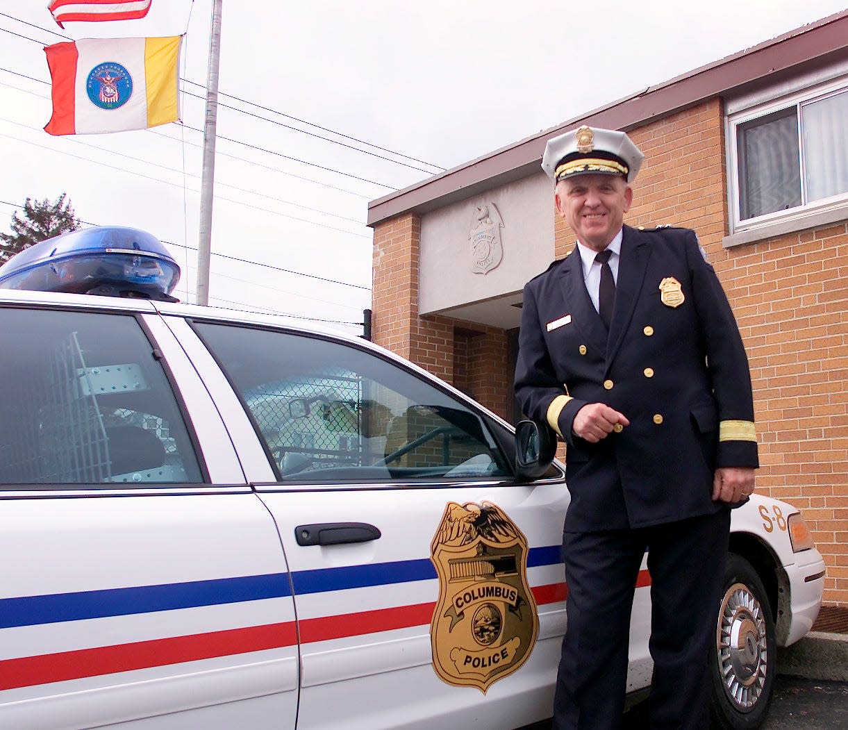 (narciso) Columbus police chief Robert Kern pauses outside for a photo as he pays a visit to 8th precinct where he served a large part of his 40 years as a Columbus cop. He is retiring this Friday. (Mike Munden photo)