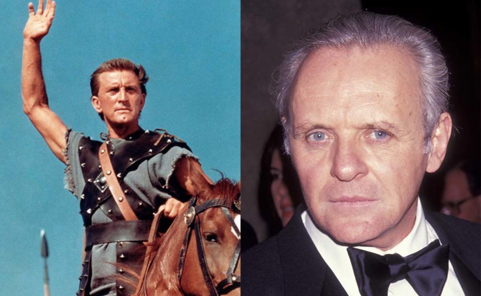 Fotograma de Kirk Douglas en 'Espartaco (Herbert Dorfman/Corbis via Getty Images) y Anthony Hopkins (Ron Galella, Ltd./Ron Galella Collection/Getty Images)